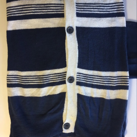Le Chateau Montreal Men Sweater Cardigan L Blue White Long Sleeve 100% Cotton - Picture 2 of 8